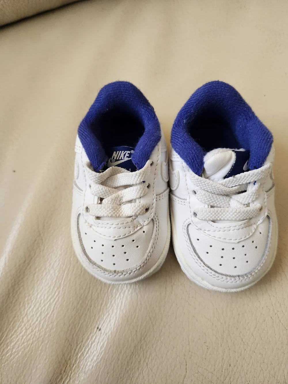 Nike White and Royal Blue Baby Walker Sneakers